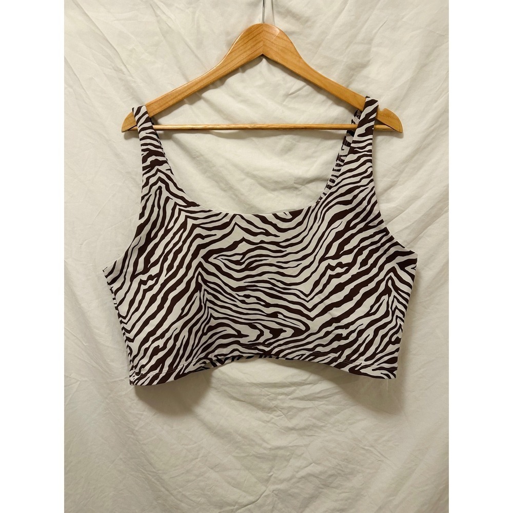 All Access Zebra Print Crop Tank Top Womens 2X Scoop Neck